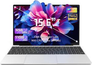 OMSERVB 15.6" Silver Laptop,12th Gen N95(Up to 3.4Ghz), DDR4 32G RAM, 512GB NVME SSD,Win 11 Pro&Office 2019,Fingerprint Lock,Portable Notebook PC with Backlit KB (32+512G)