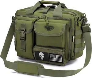 Stypos Tactical Messenger Bag, 14 Inch Tactical Briefcase for Man Military Laptop Bag Messenger Shoulder Bag, Includes a Flag(Green)
