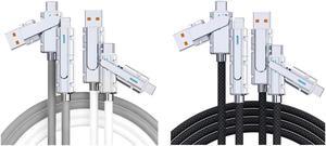 SWLIFL 2 Pack Chubby Silicone 4 in 1 USB C Charging Cable and 2 Pack 4 in 1 USB C to C Cable 3.3ft Braided 100W Bundle