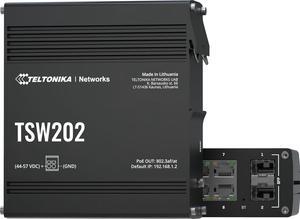 Teltokina TSW202000000 Model TSW202 Managed PoE+ Switch; 8X Port PoE+; 2 x SFP Ports for Fiber Optic Communication; Up to 20 Gbps (Non-Blocking); 7-57VDC Input Voltage Range; Aluminum Housing