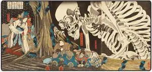 DURAGLYDE MPCO Skeleton Spectre by Utagawa Kuniyoshi Large Size Gaming WFH Mousepad Full Desk (Skele, AeroGlyde Fabric (Large (36" x 17"))