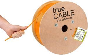 trueCABLE Cat6A Plenum (CMP), 1000ft, Orange, 23AWG 4 Pair Solid Bare Copper, 750MHz, PoE++ (4PPoE), ETL Listed, Unshielded Twisted Pair (UTP), Bulk Ethernet Cable