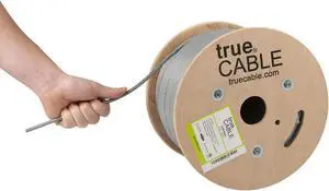 trueCABLE Cat6 Riser (CMR), 500ft, Gray, 23AWG 4 Pair Solid Bare Copper, 550MHz, PoE++ (4PPoE), ETL Listed, Unshielded Twisted Pair (UTP), Bulk Ethernet Cable