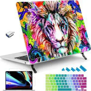 Tuiklol Case for MacBook Air 13.6 inch 2024 2023 Model M3 A3113 M2 A2681, Bracket Hard Shell Case with Keyboard Cover & Screen Protector & Dust Plug for MacBook Air 13.6 Cover, Lion