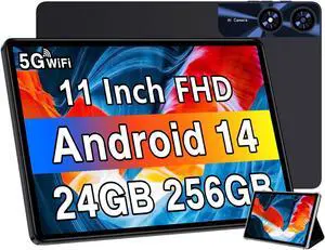 Android 14 Tablet 11 Inch Tablets, 24GB RAM 256GB ROM(1TB Expand), Octa-Core Tablets with 8000 mAh Battery, 5G WiFi, Bluetooth 5.0, Android Tablet 5MP+13MP Dual Camera, IPS Touch Screen, GPS Tab-Black