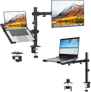 UPGRAVITY Monitor and Laptop Mount, Monitor Arm with Laptop Tray for Notebook up to 17 inch, Laptop Stand Mount Holds up to 17.6 lbs,Fully Adjustable, Clamp/Grommet Mounting
