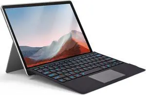 Wineecy Backlit Keyboard for Surface Pro 7/7 Plus/6/5/4/3, 7 Colors Font Backlight Detachable Wireless Type Cover with Trackpad/Pen Holder Compatible with Microsoft Surface Pro 7/7+/6/5/4 12.3 Inch