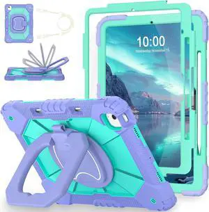 WESOROL Case for iPad Air 13 Inch (M3/M2) 2025/2024 with Pencil Holder/Screen Protector/360° Rotating Stand/Shoulder Strap,Military Grade Shockproof Cover for iPad Air 13 Inch M2 Case, Purple Green