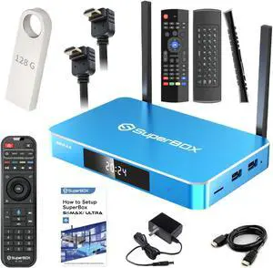 Authorized Seller: Super S 6-MAX with Voice Remote, 128GB USB Flash Drive, Voice Remote Keyboard, Angled HDMI Cabel, Instruction Manual