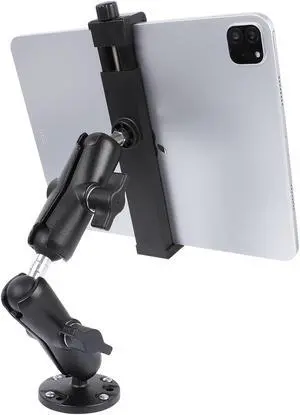 FPN Aluminum Heavy Duty Drill Base Car Tablet Mount for 6.5"-12.9" Tablets/iPad Pro/Mini/Samsung Tab/Surface, 360deg Adjustable 2-Stage Tablet Holder for Truck, Business Vehicle, Desktop, Wall, etc.
