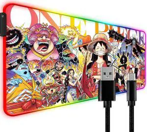 YBHNTZ RGB Anime Gaming Mouse Pad, Extended Large Non-Slip Rubber Computer Laptop Keyboard XL Light Up LED Office Mousepad for Desk (RGB03)