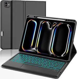 YEHOBU for iPad Pro 13 inch Case 2024 with Keyboard, Magnetic Detachable Backlit Keyboard with Trackpad, Slim Folio Cover with Pencil Holder for iPad Pro 13'' M4, Multi-Viewing Angles, Auto Sleep/Wake