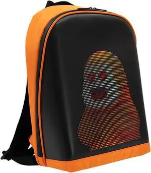 YOLOLAND LED Color Screen Customizable photo/icon Backpack,Water-Resistant Travel Bag with USB Port and Comfortable Padding, Orange