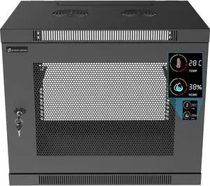 ZC HAPPY ORANGES Wall Mount Rack 6U9U/12U Server Rack Enclosure with 2 Cooling Fans, Locks, Temp Display, 450mm Depth, 19 Inch Server Cabinet for IT Equipment, A/V Devices (9U Fully Assembled No Fans)