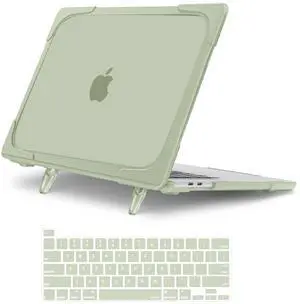 MOSISO Compatible with MacBook Pro 13 inch Case 2025 2024 2023 2022 2021 2020 M2 M1 A2338 A2289 A2251, Protective Heavy Duty Plastic Hard Shell Case with Fold Kickstand & Keyboard Cover, Sage Green