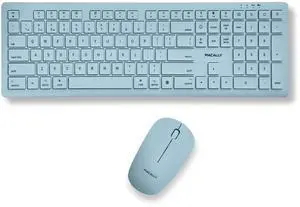 Macally Bluetooth Keyboard and Mouse Combo for Mac, iPad, iPhone - Vibrant iMac Colors - (3 Channels, Rechargeable, Full Size, Emoji Keys) - Mac Mouse and Keyboard Combo Wireless - Light Blue