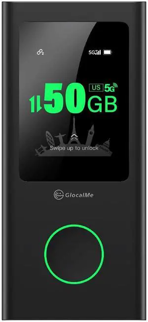 GlocalMe Numen Air 5G Hotspot with 50GB US/CA/MX Data 90Days, Portable WiFi Hotspot for Travel, Ultra High Speed Mobile Hotspot Device with Touch Screen, No SIM Card Required, 16 Connected Devices