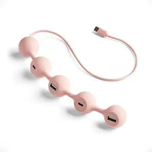 LEXON Peas HUB-C USB Hub with 2 USB-A and 2 USB-C Ports, Multiport USB Extender for MacBook, Ultrabooks and Tablets, USB C to USB Adaptor, Supports Charging and Data Transfer - Light Pink