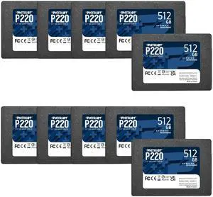 Patriot Memory P220 512GB Internal SSD - SATA 3 2.5" - Solid State Drive Retail 10 Pack - P220S512G2510