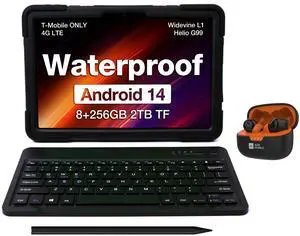 AGM PAD P2 Active Rugged Android 14 Tablet with Keyboard, Stylus, Protective Case, and Wireless Bluetooth Earbuds Set, Waterproof & Drop-Proof, Widevine L1, 11" 90Hz FHD 480 NITS Display, G99, 8000mAh