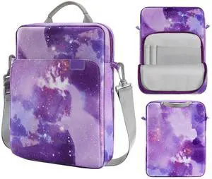 MoKo 13.3-14 Inch Laptop Sleeve Bag Fits MacBook Pro M3/M2 14" 2023,MacBook Pro 13" M2,New MacBook Air 13.6" M3/M2 2024,Tab S8 Ultra 14.6",Handle Carrying Case with Shoulder Strap,Purple Starry Sky