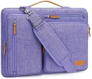 MOSISO 360 Protective Laptop Shoulder Bag,13 inch Computer Bags Compatible with MacBook Air M4 M3 M2 M1 2025-2018/Pro 13 2025-2016,Side Open Messenger Bag with 4 Zipper Pockets, Purple