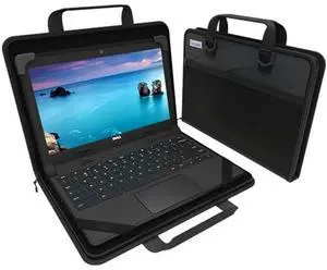 UZBL 13-14 Inch Protective Always-on Chromebook Hard Case with Accessory Pouch and Adjustable Shoulder Strap
