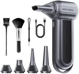 WOLFBOX MF100 Electric Air Duster-150000RPM Super Power Cordless Air Duster, Rechargeable Brushless Motor Durable Blower, 3-Gear Adjustable Dust Blower for Computer, Keyboard, Outdoor, House and Car
