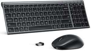 iClever DK05 Bluetooth Keyboard and Mouse Combo - 2.4G Wireless Rechargeable Keyboard Mouse, Compact Design with Numeric Keypad, Multi-Device Connection, Comfortable Typing for PC/Laptop/Windows/Mac