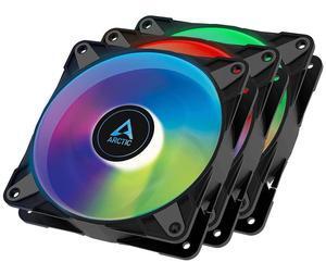 ARCTIC P12 PWM PST A-RGB (3 Pack) - 120 mm PWM case Fan Optimized for Static Pressure, case Fan, semi-Passive: 0-2000 RPM, 5V 3 pin ARGB LED, Single Fan - Black