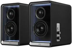 Edifier QR65 Desktop Active Monitor with 2.75" Long-Throw Aluminum Diaphragm mid-Low Drivers, Hi-Res Audio, Brilliant Light Effects, 70W Output Power Bluetooth Speakers with Stands - Black