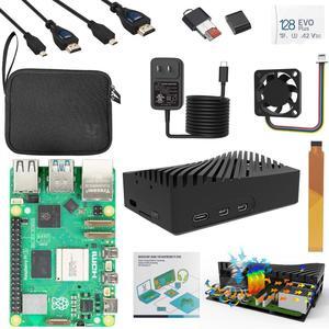 Vilros Raspberry Pi 5-4GB Starter Kit - Turbo Cooled MAX Edition - 128GB Memory (Aluminum Black)