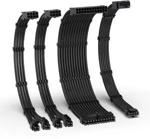 EZDIY-FAB 12VHPWR PSU Cable Extension Kit for RTX 50/40 Series,16AWG PCIE 5.0 Power Supply Cable Extension- 1x 24 Pin ATX /2X 8Pin (4+4) EPS / 1x12+4 Pin GPU,Sleeve Cable 300MM with Combs-Black