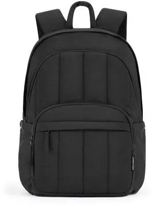 BAGSMAT Womens Backpack Travel Laptop Backpack for Women, Quilted College Laptop Backpack, Work Backpack for Women, Cute College Computer Bookbag Water-Resistant Casual Daypack, Puffer Black