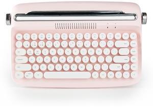 YUNZII ACTTO B303 Wireless Typewriter Keyboard, Bluetooth Connection, Cute Retro Aesthetic Design with Integrated Stand for Tablet, Phone, PC and Win/Mac/Android(B303, Baby Pink)