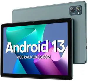 AISLPC New Slim Android Tablet 10.1 Inch, Android 13 Tablets 8GB RAM 128GB ROM 512GB Expand WiFi Tablets PC, 1280 * 800 HD Screen, 5+13MP Dual Camera, Bluetooth5.0, 6800mAh Battery, GPS-Blue