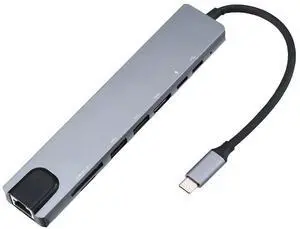 8 in 1 4K Multiport Type C to USB-C HDMI Adapter USB 3.0 Cable Hub