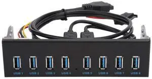 ASHATA USB Front Panel,USB3.0 19PIN 8 Ports Hub Optical Drive Extension Front Panel Adapter for PC Computer
