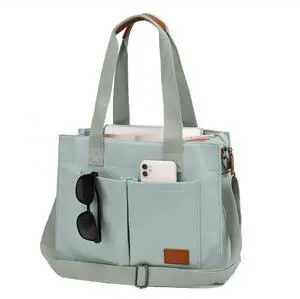 Barsine Laptop Bag for Women With Pockets 15.6 Inch Large Canvas Tote Purse for Work Messenger