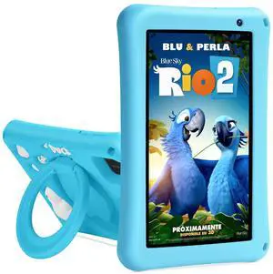 BISAIKASOW Kids Tablet 7 inch, Android 13, 8GB+64GB, Octa-Core Tablets, 5800mAh, Pre-Installed Kids Software, Parental Controls, with Drop Protection Case, WiFi Tablet, Dual Cameras (Blue)