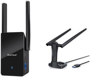 BrosTrend AX3000 WiFi 6 Range Extender Booster with Gigabit Port Up to 2200 sq.ft. & 45 Devices + Linux WiFi Adapter AC1200 Long Range for Ubuntu, Mint, Kali, Debian, Raspberry Pi 2+ Windows, USB 3.0