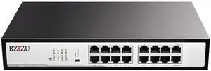 16-Port Gigabit Switch, Unmanaged,32Gbps Switching Capacity, 3-Mode(VLAN,Std,Clone), Fanless Metal, Plug & Play, Office/Surveillance/SMB