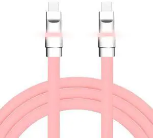 chubbycable Neon Chubby - Fast Charge Cable with Smart Light RGB Color Gradual Light Up LED USB Charging Cable, Pink, Type-C to Type-C, 1.64 FT
