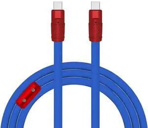 chubbycable Color Block Chubby - 120W Fast Charging Cable Durable Ultra-Thick Silicone USB C Cable for Phones, Laptop, Tablet, Blue+Red, Type-C to Type-C, 4.9FT