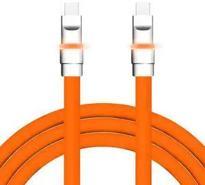 chubbycable Neon Chubby - Fast Charge Cable with Smart Light RGB Color Gradual Light Up LED USB Charging Cable, Orange, Type-C to Type-C, 1.64 FT