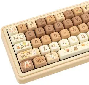 COOMICKEY PBT Keycaps 130 Keys Kawaii Key Cap Dye-Sublimation Cute Keycaps MOA Profile Custom Keyboard Keycap Set for 60% 65% 75% 100% Cherry Gateron MX Switches Mechanical Keyboards