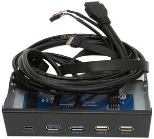 5.25inch Computer Case Front Bay, Internal Card Reader Media Dashboard, with 2xUSB3.0 2xUSB2.0 1xType C, 10Gbps Speed, for Win XP/, for Server, for Win 7/8/ 10, for