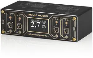 Douk Audio U6 Retro 6-Port USB Docking Station with Voltmeter - 25W USB Charger HUB Power Splitter for Phones, Tablets, and Gadgets