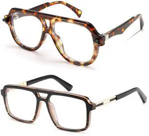 FEISEDY Aviator Frame Glasses for Women Men Blue Light Blocking Glasses Anti Glare Computer Eyeglasses B0039+B0209