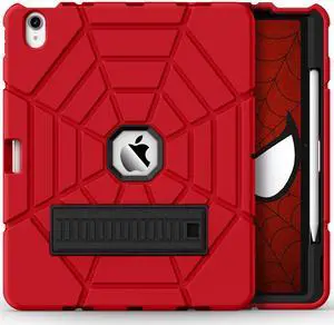 Grifobes for iPad Air 13 inch M2 2024, for iPad Air 6th Generation Case 2024 13", Heavy Duty Shockproof Rugged Protective Cover with Pen Holder Stand for iPad Air 6 Gen Kids (Red+Black)